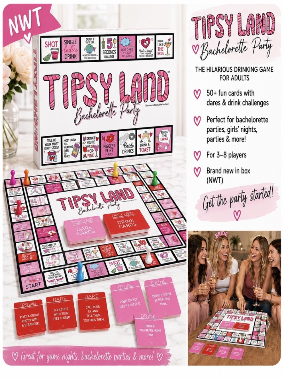 TIPSY LAND Bachelorette Party Board Game